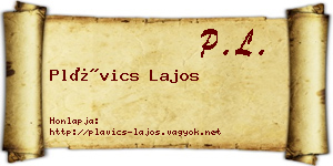 Plávics Lajos névjegykártya